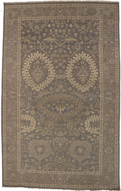 Handmade Brown Floral Oriental Rug Transitional