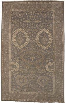 Handmade Brown Floral Oriental Rug Transitional