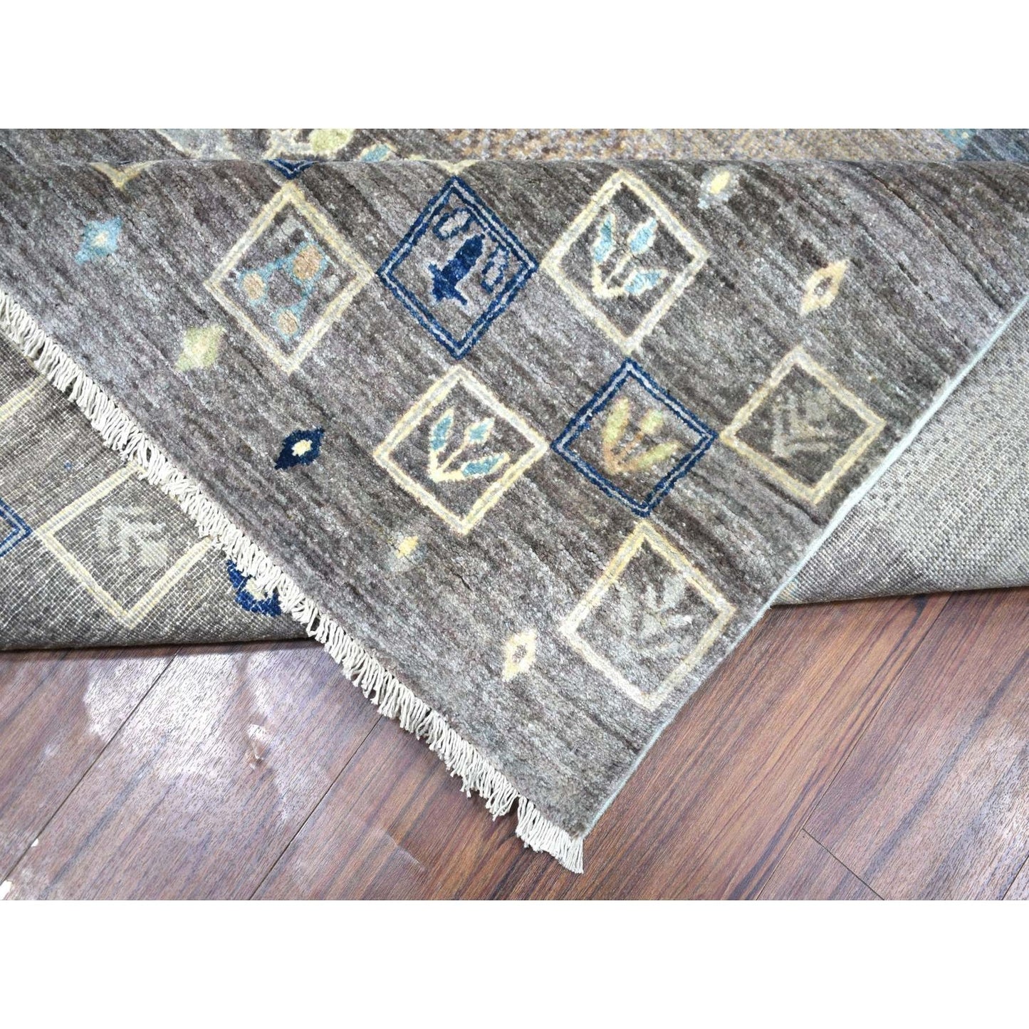 10'x13'8" Space Gray Afghan Kashkuli Soft Wool Hand Knotted Rug