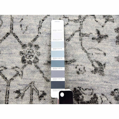 8'X9'10" Gray Wool And Silk Hand Knotted Zoroastrian Tebraz Design Rug