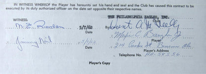 Maxie Baughan Philadelphia Eagles Signed/Autographed 1962 Contract Jsa 160870