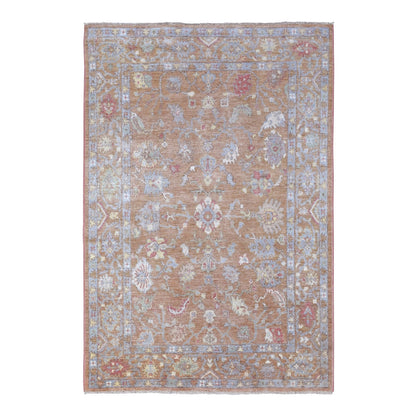 6'1"X8'10" Honey Brown Angora Oushak Hand Knotted 100% Afghan Wool Rug