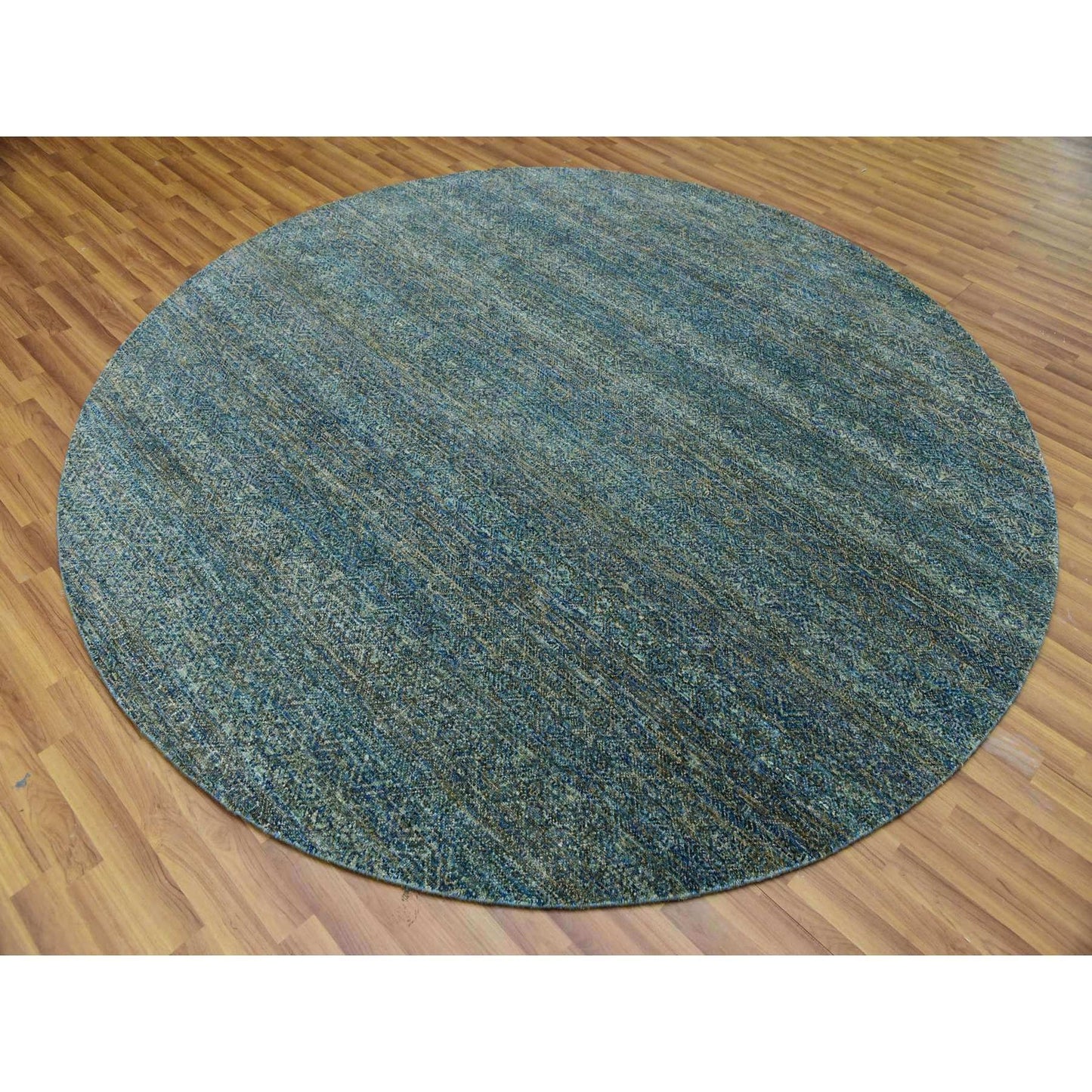 8'X8' Green Hand Knotted Kohinoor Herrita 100% Wool Round Oriental Rug