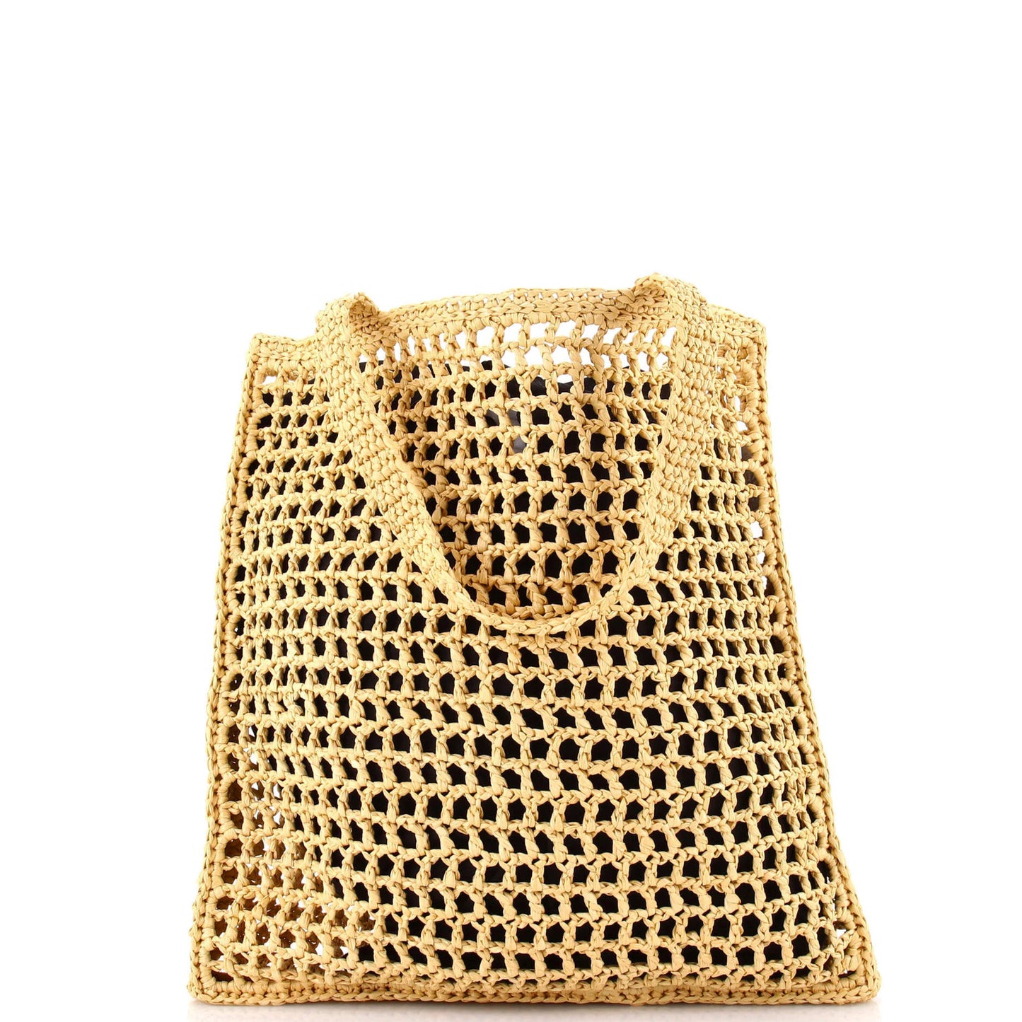 Prada Triangle Logo Open Tote Raffia