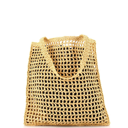 Prada Triangle Logo Open Tote Raffia