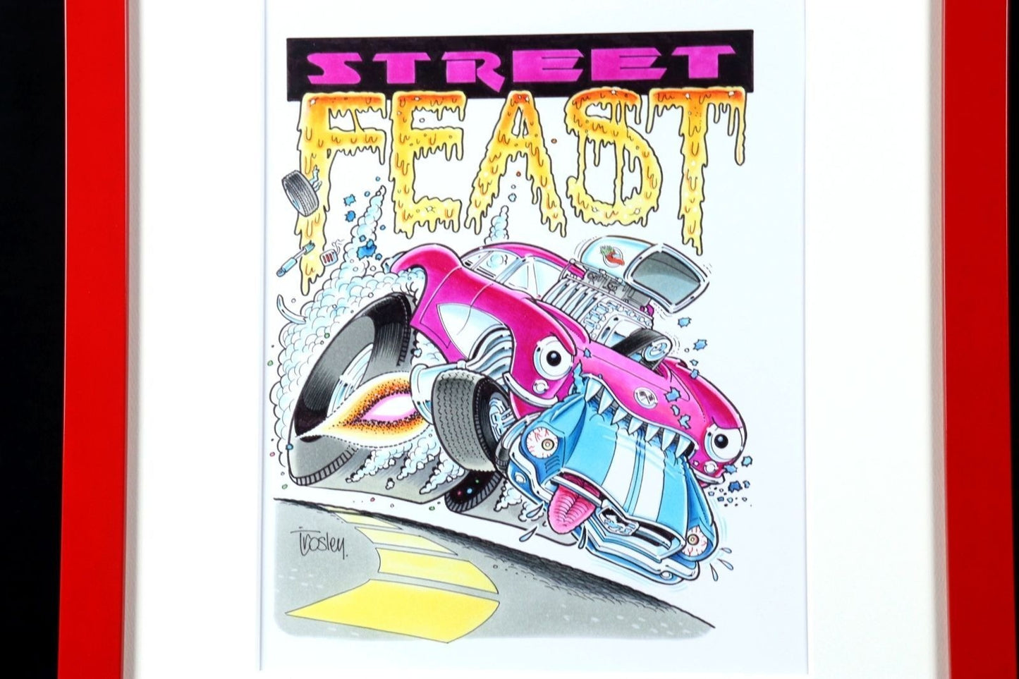 George Trosley Original Pen Drawing Street Feast Signed Usa Framed Artwork