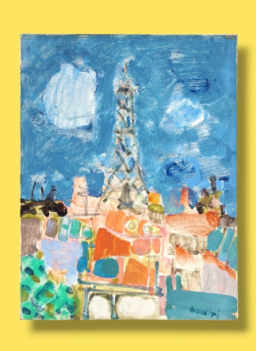 Gilles Gorriti Eiffel Tower Oil Painting Signed French Modern Art Aizpiri Style