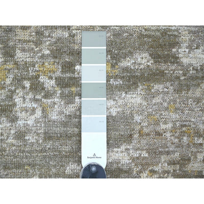 4'x6'2" Brown Modern Abstract Design Hand Knotted Wool Oriental Rug