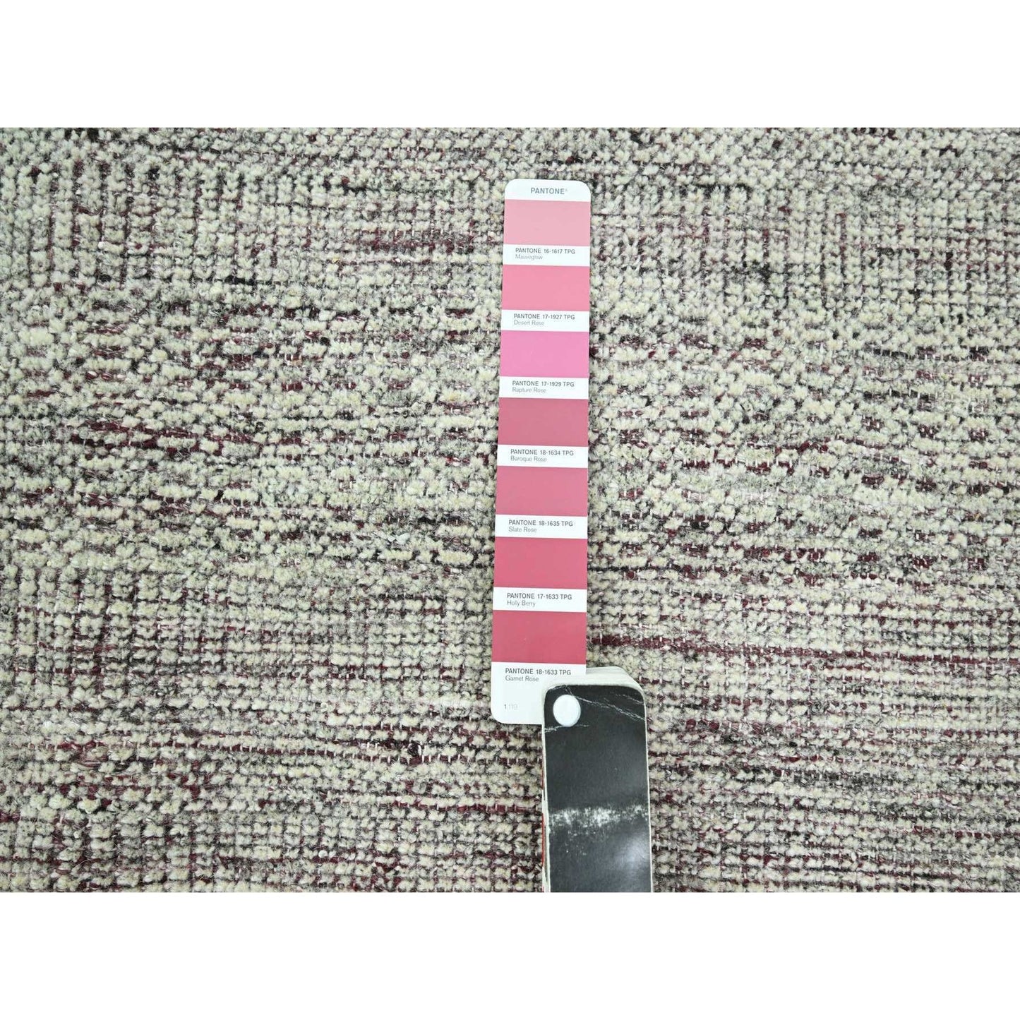 8'9"X12'1" Red & White Oxidized Grass Design Hand Knotted Pure Wool Rug