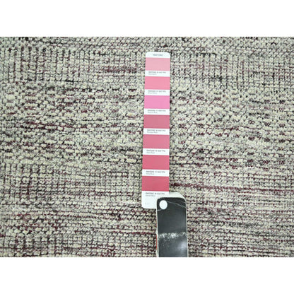 8'9"X12'1" Red & White Oxidized Grass Design Hand Knotted Pure Wool Rug