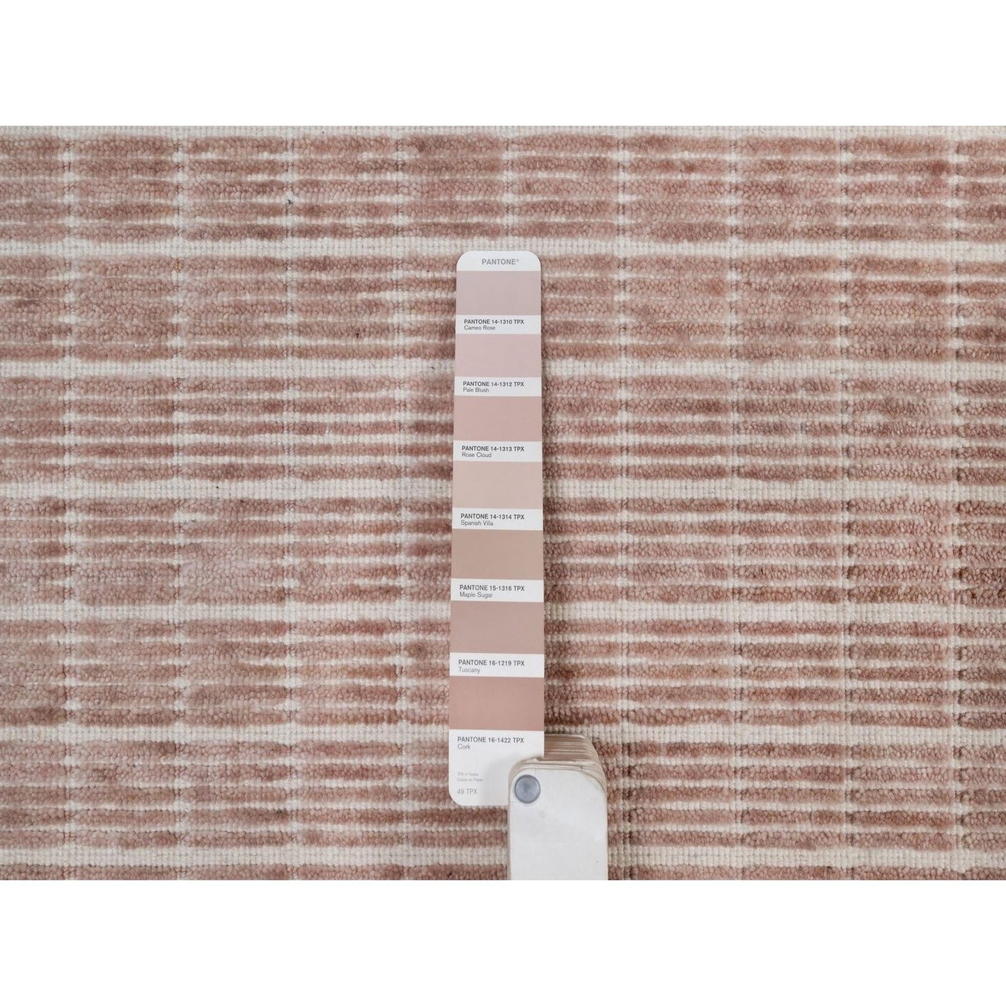 9'X12' Rose Pink Modern Plain Decor Box Design Loomed Knotted Wool Rug