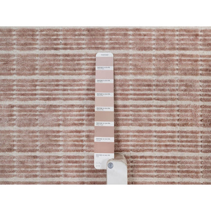 9'X12' Rose Pink Modern Plain Decor Box Design Loomed Knotted Wool Rug