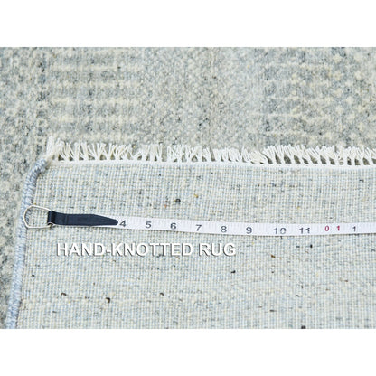 2'7"X12'4" Mindful Gray Undyed Wool Hand Knotted Grass Design Runner Rug
