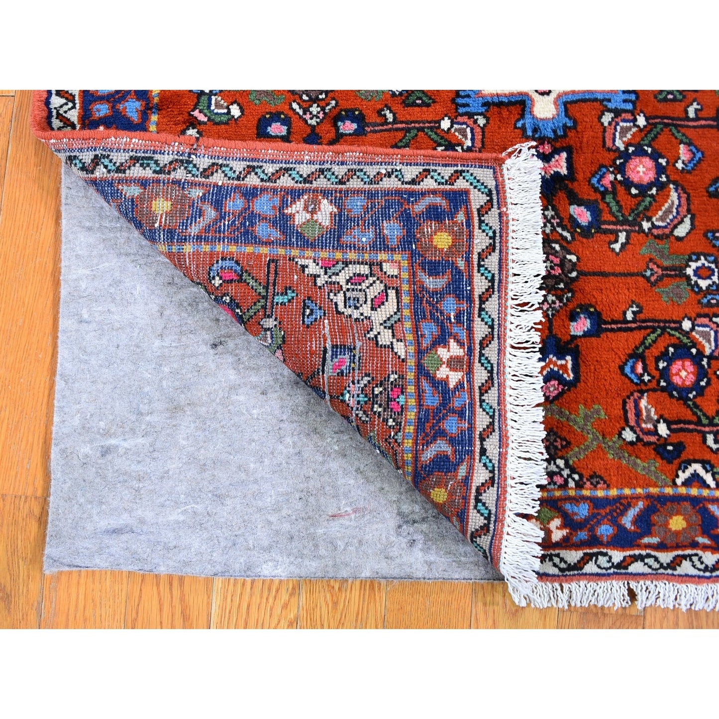 3'3"X4'5" New Farsian Amadan Orange Hand Knotted Pure Wool Oriental Rug