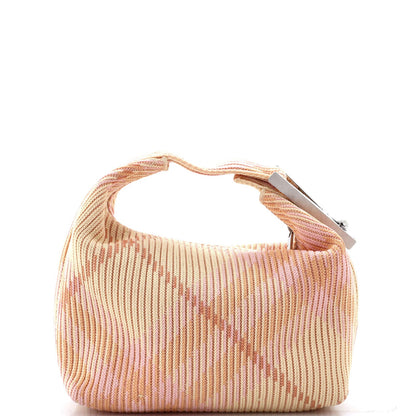 Burberry Peg Handle Bag Knit Check Fabric Mini