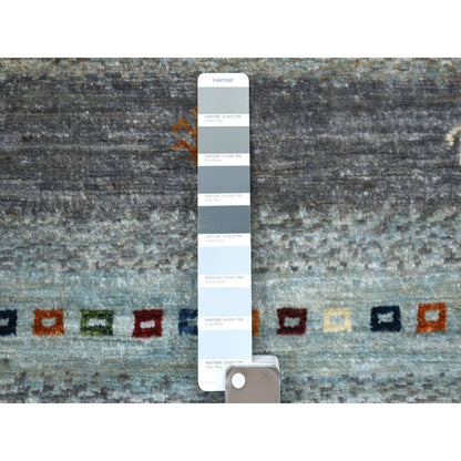 3'3"X4'9" Gray Afghan Kashkuli Gabbeh Hand Knotted Pure Wool Oriental Rug