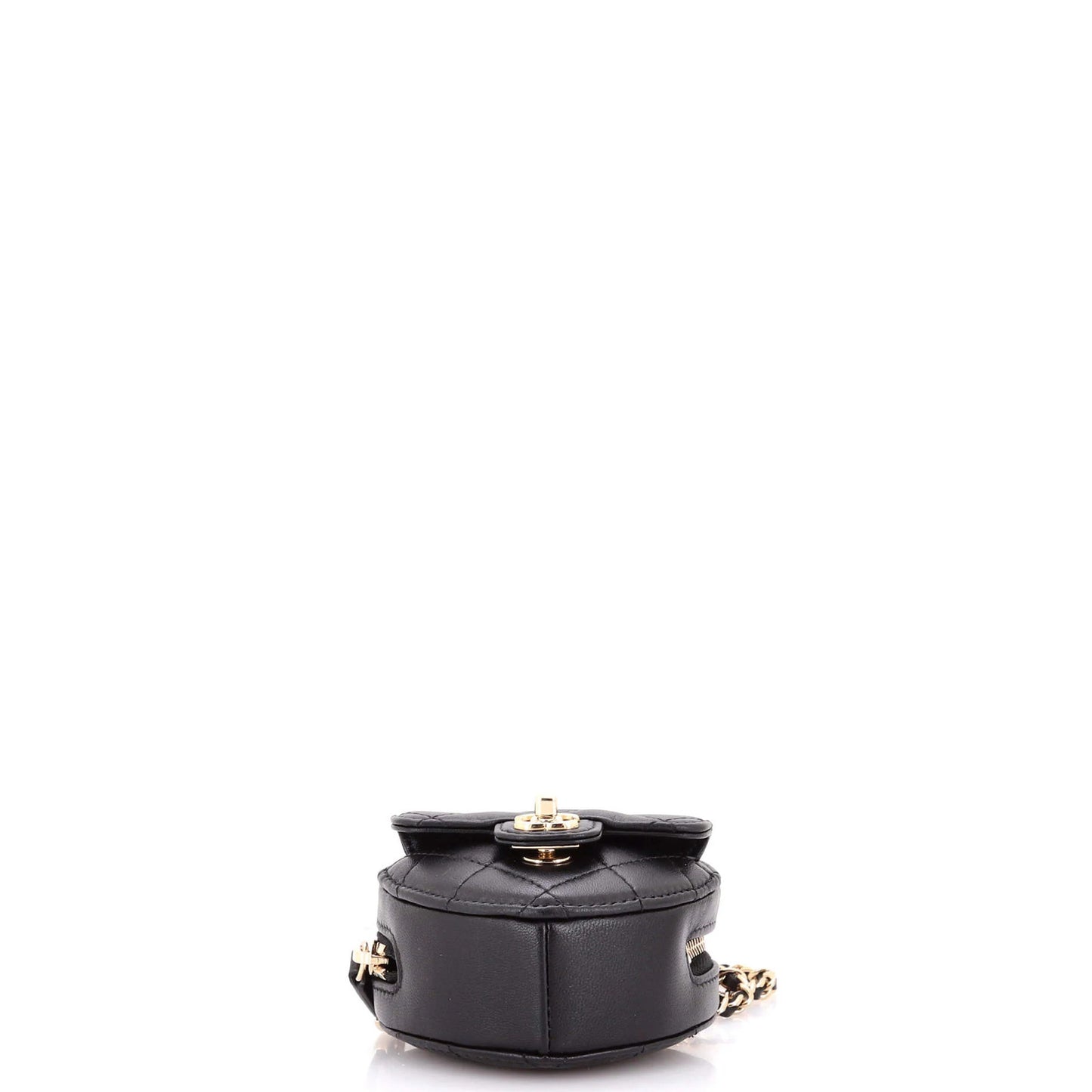 Chanel Cc In Love Heart Chain Necklace Zip Coin Purse Quilted Lambskin