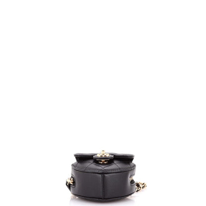 Chanel Cc In Love Heart Chain Necklace Zip Coin Purse Quilted Lambskin