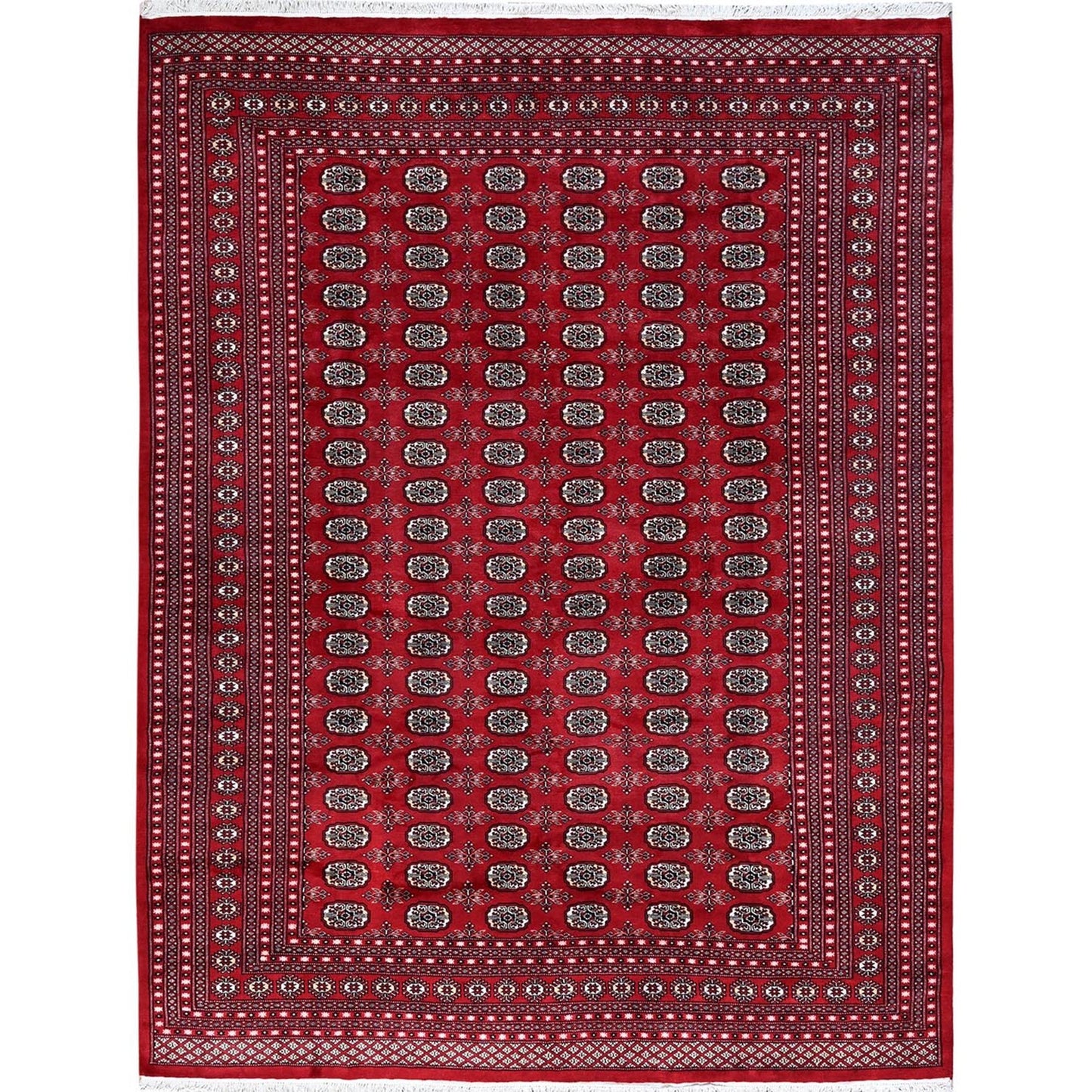 9'X11'9" Ruby Red Princess Bokara Hand Knotted Soft Wool Rug