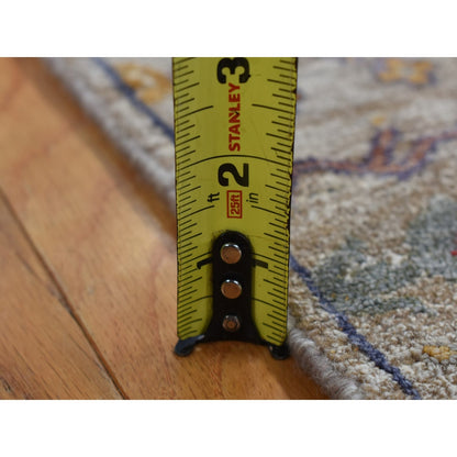 3'1"X12' Brown Silk With Wool Vase Design Hand Knotted Runner Rug