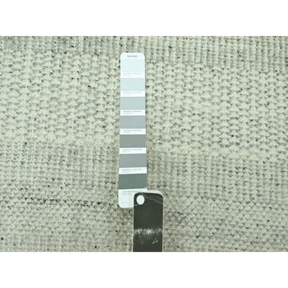 2'8"X6'3" Gray 100% Wool Rug Hand Knotted Oxidized Grass Design Runner