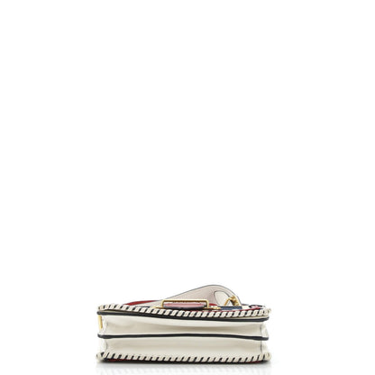 Prada Cahier Crossbody Bag Embellished Denim And Leather Small