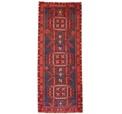 Semi-Antique Oriental Runner Rug Tribal Geometric Kitchen Hallway Decor 4X10 ft