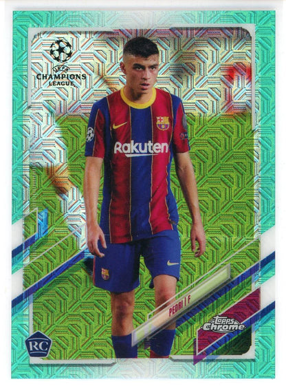 Pedri 2021 Topps Chrome Champions League Japanese Green Rookie Card #61