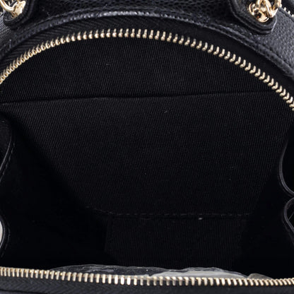 Chanel Handle With Care Round Vanity Case With Chain Quilted Caviar Small