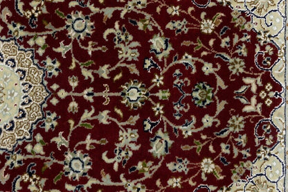 Handmade Indo-Nain Oriental Rug Classic Red