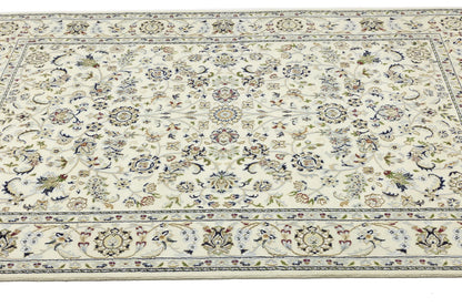 5'5X7'9 Classic Cream Floral Indo-Nain Rug Oriental Living Room Decor Carpet