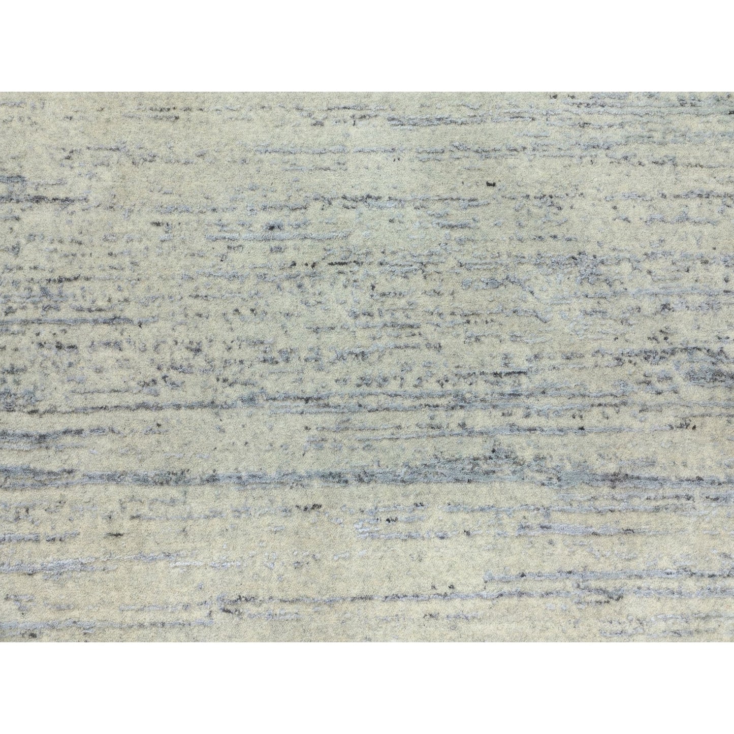 6'1"X9' Light Gray Jacquard Hand Loomed Modern Natural Wool Oriental Rug