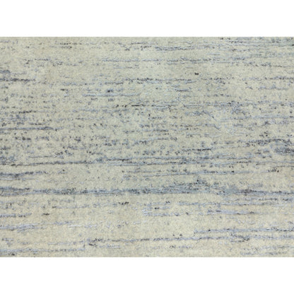 6'1"X9' Light Gray Jacquard Hand Loomed Modern Natural Wool Oriental Rug