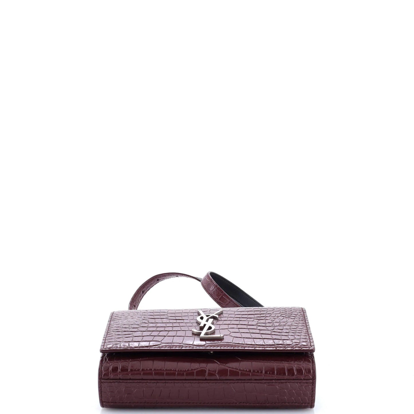 Saint Laurent Classic Monogram Kate Belt Bag Crocodile Embossed Leather