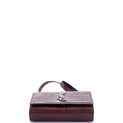 Saint Laurent Classic Monogram Kate Belt Bag Crocodile Embossed Leather