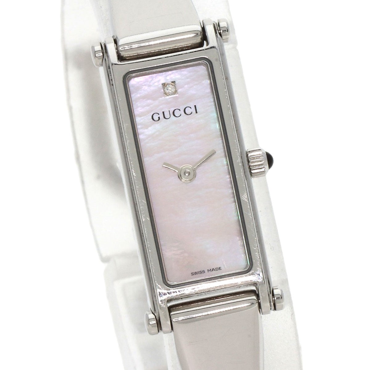 Stainless GUCCI Square Face 1P Diamond Bangle Watches 1500L Stainless Steel/