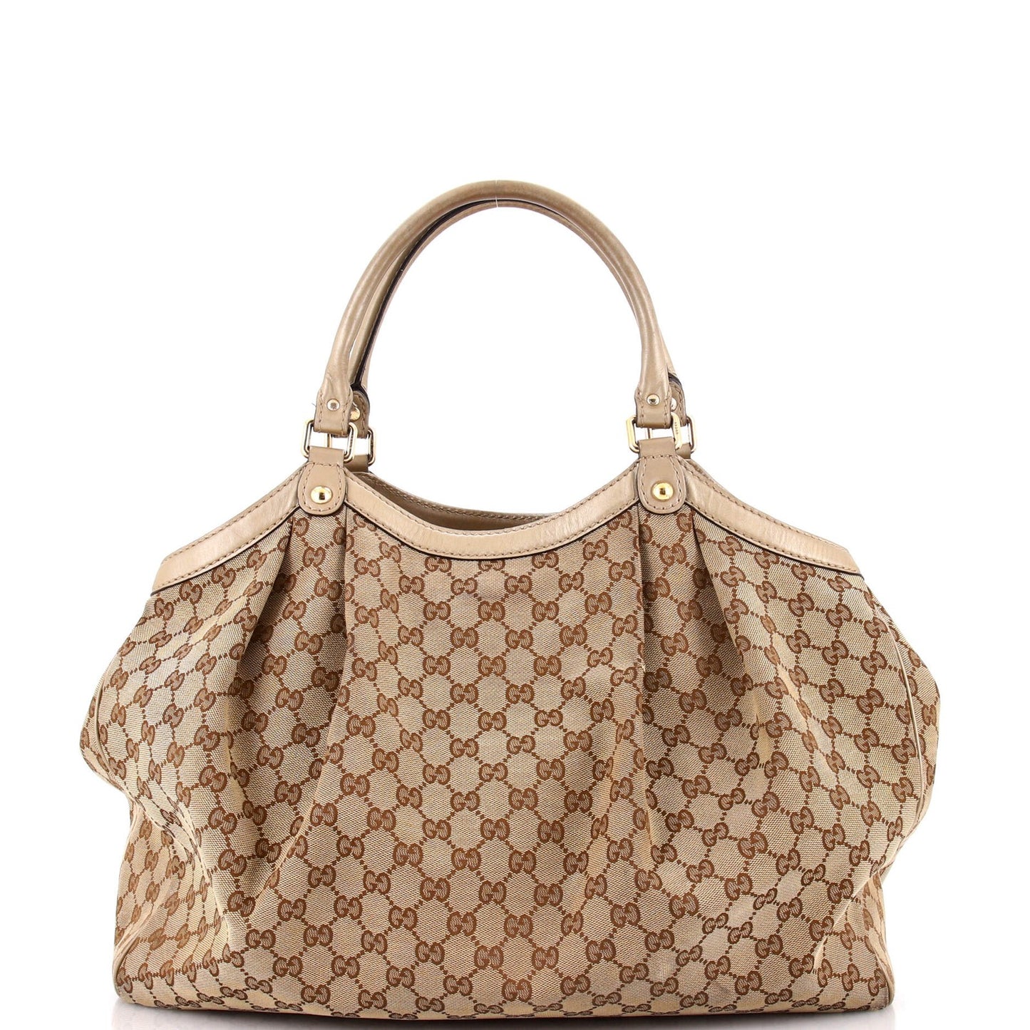 Gucci Sukey Tote Gg Canvas With Leather Large