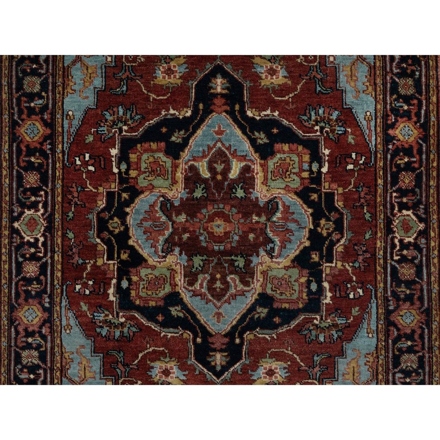 3'1"X5'2" Red Antiqued Heri Recreation Hand Knotted New Zealand Wool Rug