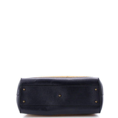 Gucci Dahlia Bamboo Top Handle Tote Straw And Leather Medium