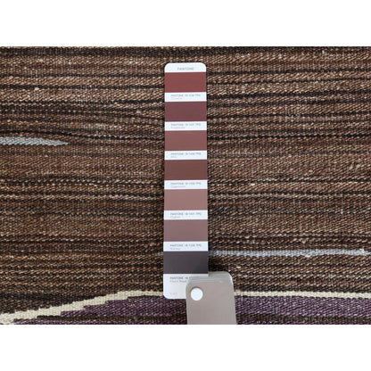 6'3"X9' Hand Woven Flat Weave Kilim Brown Mountain Design Reversible Rug