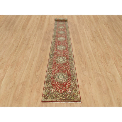 2'7"X22' Cherry Red Wool Haji Jalili Design Hand Knotted Xl Runner Rug