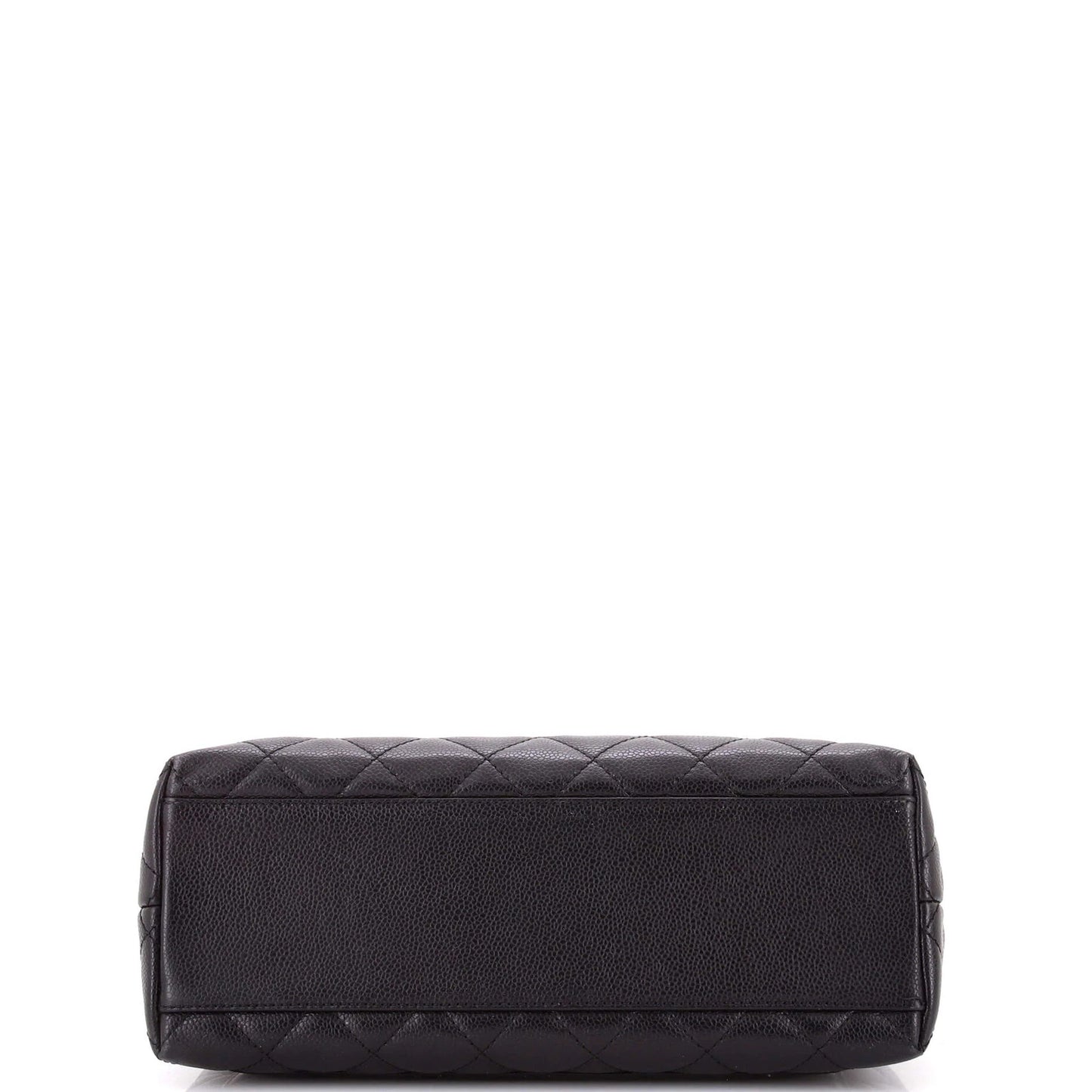 Chanel Vintage Classic Top Handle Flap Bag Quilted Caviar Jumbo