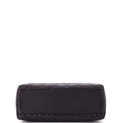 Chanel Vintage Classic Top Handle Flap Bag Quilted Caviar Jumbo