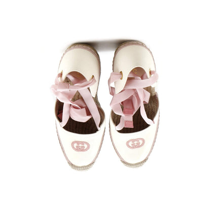 Gucci Women'S Interlocking G Wedge Espadrilles Embroidered Canvas