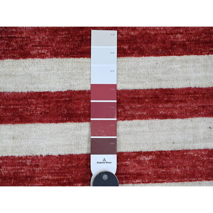 2'5"X4' Red All Wool American Flag Hand Knotted Peshawar Wall Hanging Rug