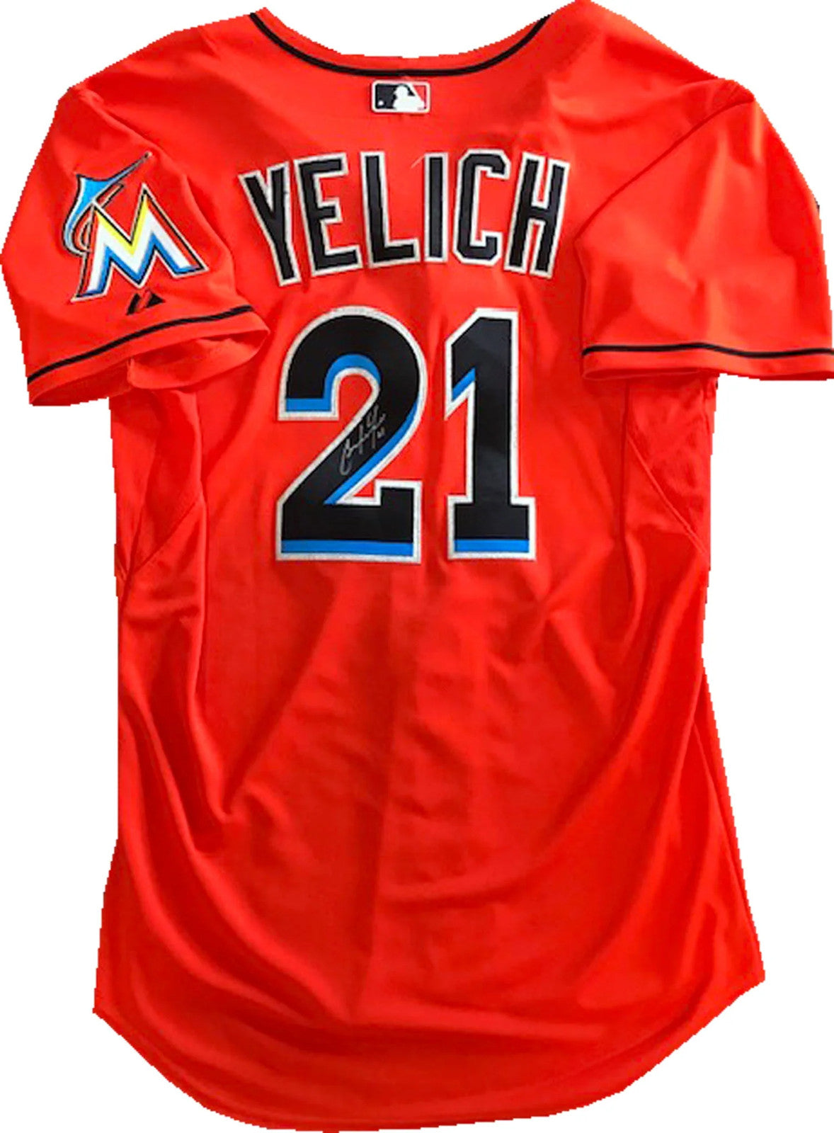 Christian Yelich Autographed Game Used Miami Marlins Jersey (Mlb)