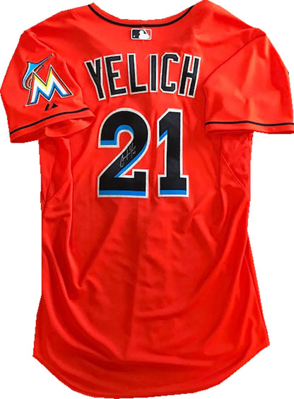 Christian Yelich Autographed Game Used Miami Marlins Jersey (Mlb)