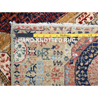 2'5"X10'3" White Mamluk Design Soft Wool Hand Knotted Runner Oriental Rug