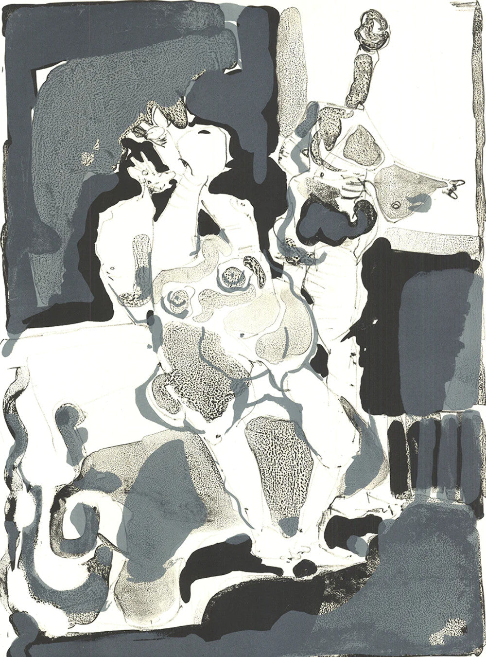 Paul Rebeyrolle Nu Assis (Seated Nude) Signed " Lithograph Contempo