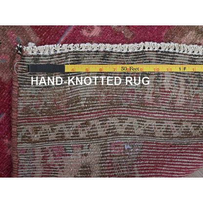 2'X9'7" Red Vintage Zoroastrian Khamadan Hand Knotted Pure Wool Runner Rug